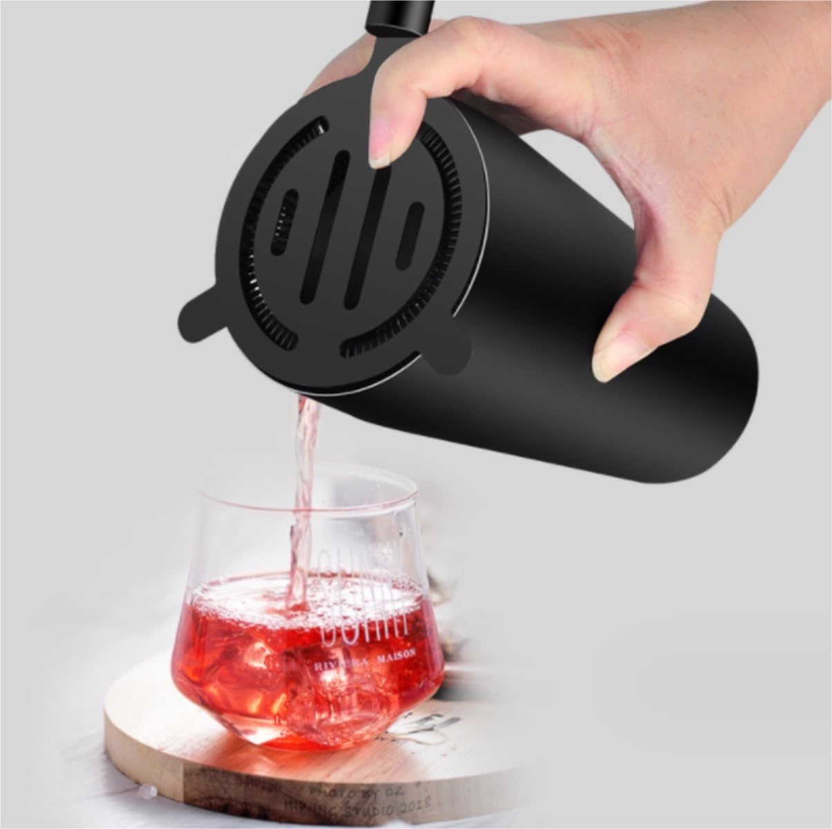 Coctelera de Cóctel,Barman Coctelera Francesa De Acero Inoxidable con Estante, Juego 8 Piezas Manivela para Vino Amantes de Los Cócteles