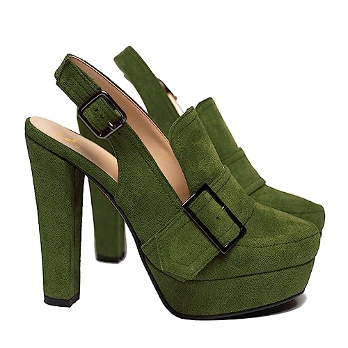Image of SHODENSE Women Vintage Platform Chunky High Heels Pumps Shoes Round Closed Toe Platform Loafers Ankle Strap Block Heel Slingback Summer Sandals Backless Buckle Loafer Ladies Chic Sexy Party 4-11 M US