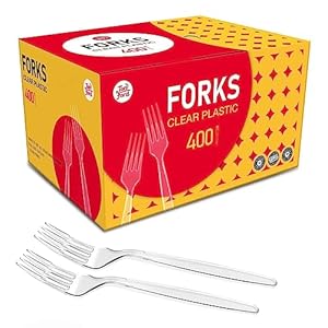 Plastic Forks Heavy Duty, Disposable Forks for Party Supply, Clear, 400 Count