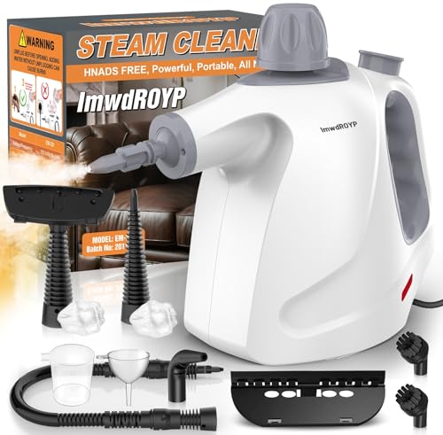 ImwdROYP Handheld Steam Cleaner, 450ml Capacity Portable High Pressure Steam Cleaner with 11 Accessories, Easy And Effortless Steam Cleaner Handheld for Kitchen, Sofa, Car, Floors And Windows
