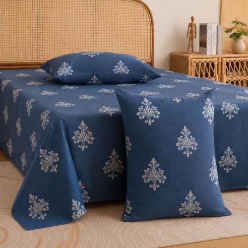 Image of Castiqa Elastic Fitted Supersoft Premium Polycotton 200TC Double Bedsheets King Size 78x72 Inch with 2 Pillow Covers (Fits Upto Mattress of 8Inches) (Multicolor XIII)