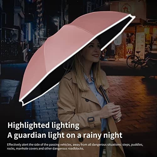 Cloudia Windproof Umbrella Travel Umbrella Easy Compact Folding Reverse Umbrella Inverted Umbrella, Umbrellas For Rain, Windproof Umbrella Reverse Umbrella With Reflective Stripe, Umbrella In Rain And Sun For Women And Men (Pink) #TOP6