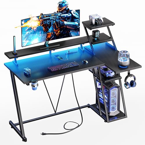 Korfile 40 Inch Gaming Desk with LED Lights...