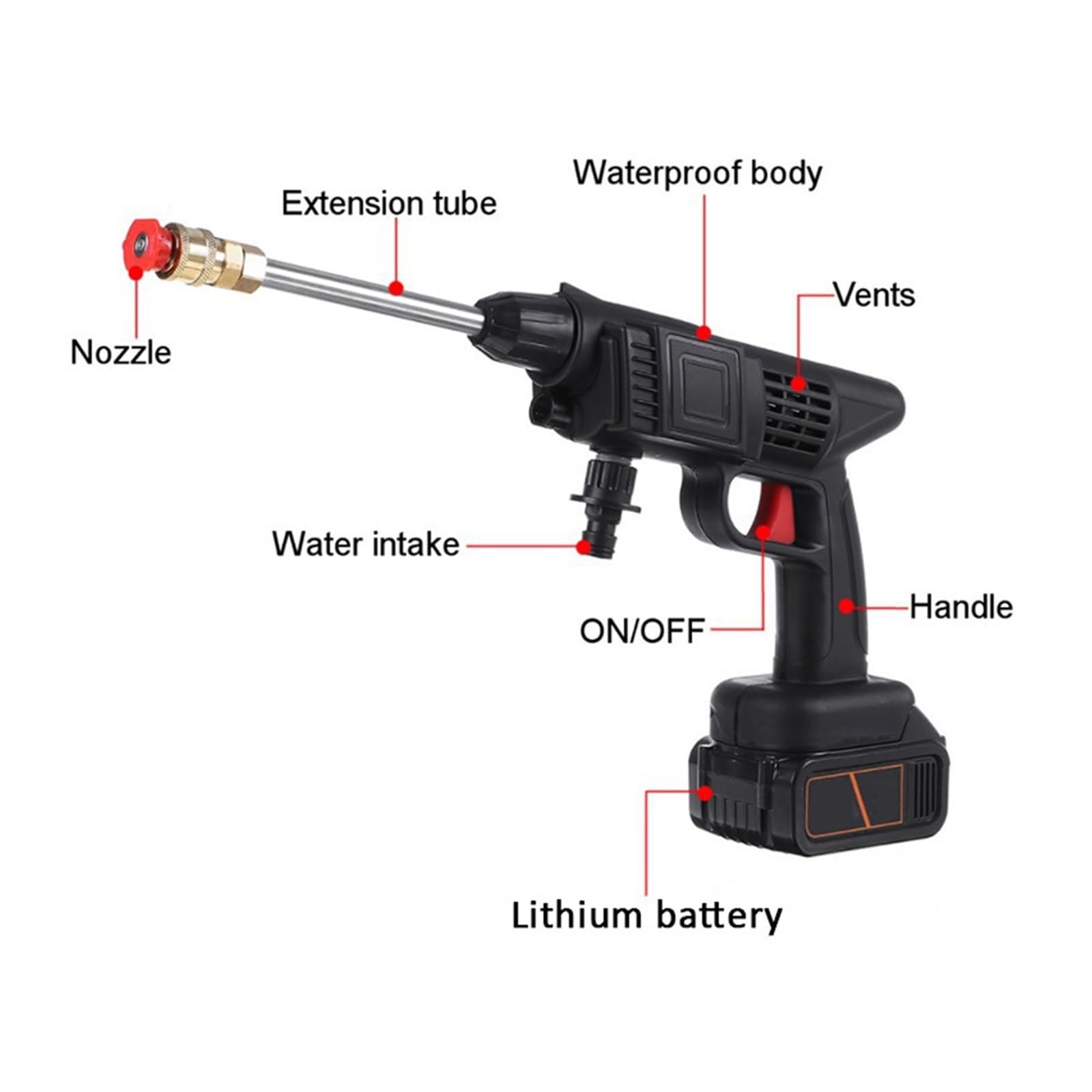 Pistola For La Pulizia Della Rondella Ad Alta Pressione Portatile For Lavaggio Elettrica For Auto Ricaricabile Acqua Senza Fili Potente Getto A Pressione