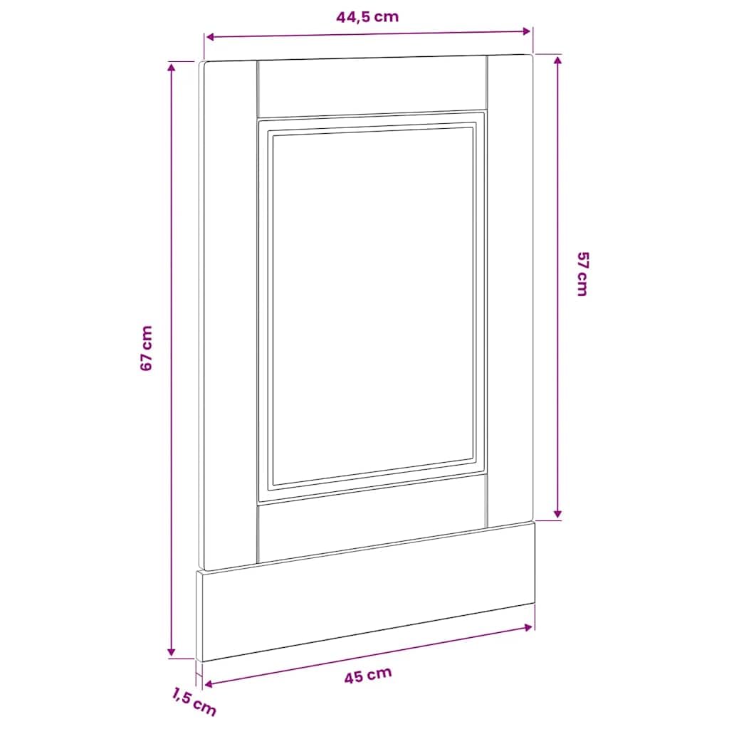 Brown Oak Engineered Wood Dishwasher Front Panel, 45x57 cm | Fits semi-integrated built-in dishwashers, featuring a 1.5 cm thickness and Porto design to match kitchen cabinetry.