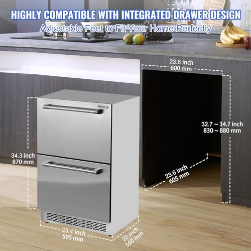 Vevor REFRIGERATOR & FREEZER 24-Inch Outdoor Drawer Fridge For Patio, Ipx4 Waterproof Sus Beverage Refrigerators thumb #5