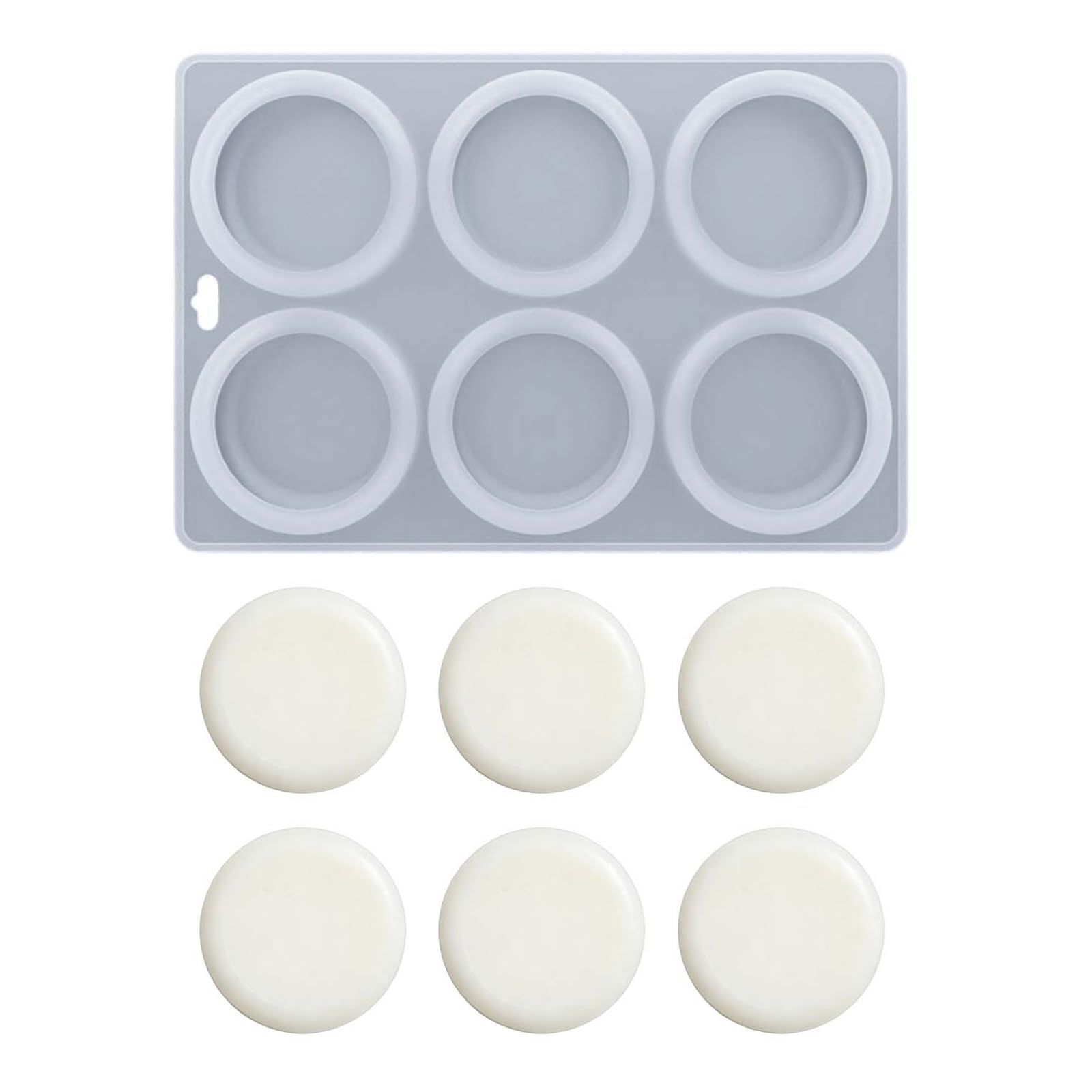 Zxfdsfdbnm 6 Compartment Circular Silicone Mold Multipurpose Round Soap Silicone Mold for Making Soap Chocolate and Cake Baking Making Elastomer Cast