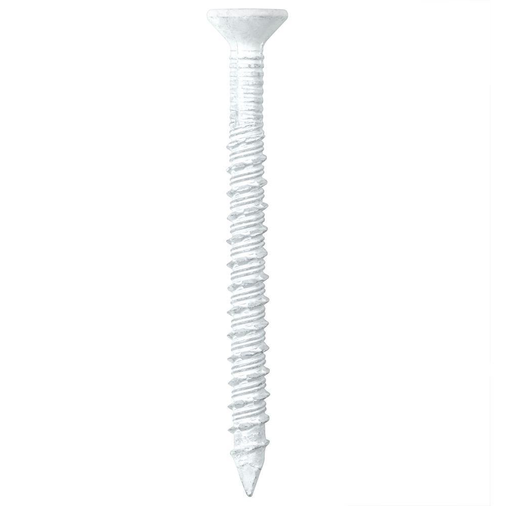 Ancre béton 1/4 Tapcon ITW vis maçonnerie tête fraisée blanche pour fixation murale extérieure