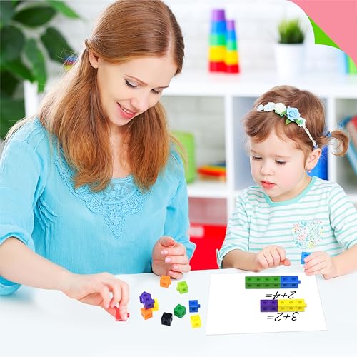 Image of SpriteGru 300PCS Math Linking Cubes, Math Cubes Manipulative Connecting and Counting Snap Blocks for Early Math and Construction, Educational Toy for Preschool, Kindergarten, Homeschool