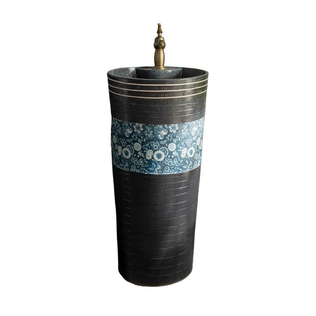 Kunyos A Bathroom Sink Chinese Retro Ceramic Pedestal Basin Outdoor Rt Floor-Standing Wash Basin Balcony Wash Basin Bathroom Vanity