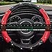 Xizopucy Black Red Steering Wheel Cover, Universal Car Steering Wheel Protector with Crystal Rhinestones Anti-Slip Soft Interior Accessories for Women and Girl Fit 14.5-15 inch