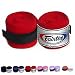 Fairtex Elastic Cotton Handwraps HW2 Hand Wraps Color Black Bleach Blue Red White Pink Purple Thaialnd used in Muay Thai, Boxing, Kickboxing, MMA (HW2, Red)
