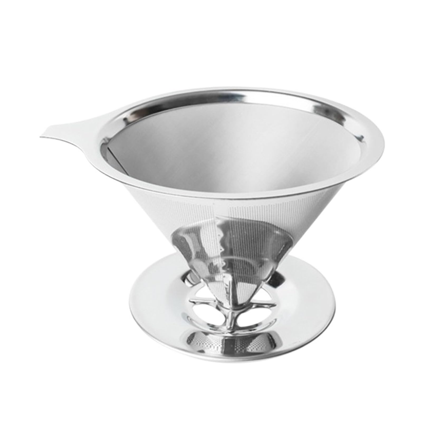 Genérico Soporte de filtro café reutilizable, herramienta fabricación colador té acero inoxidable doble capa(Without base)