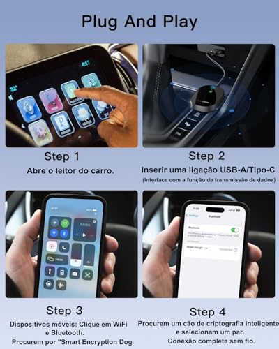 Inteligência e conectividade de veículos, Adaptador Carplay sem Fio, Car Play sem Fio, Streaming Box