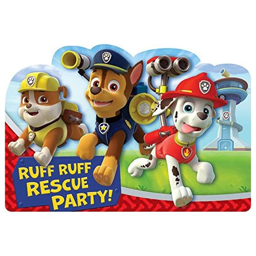 Paw Patrol Invitation Postcard, Party Favor