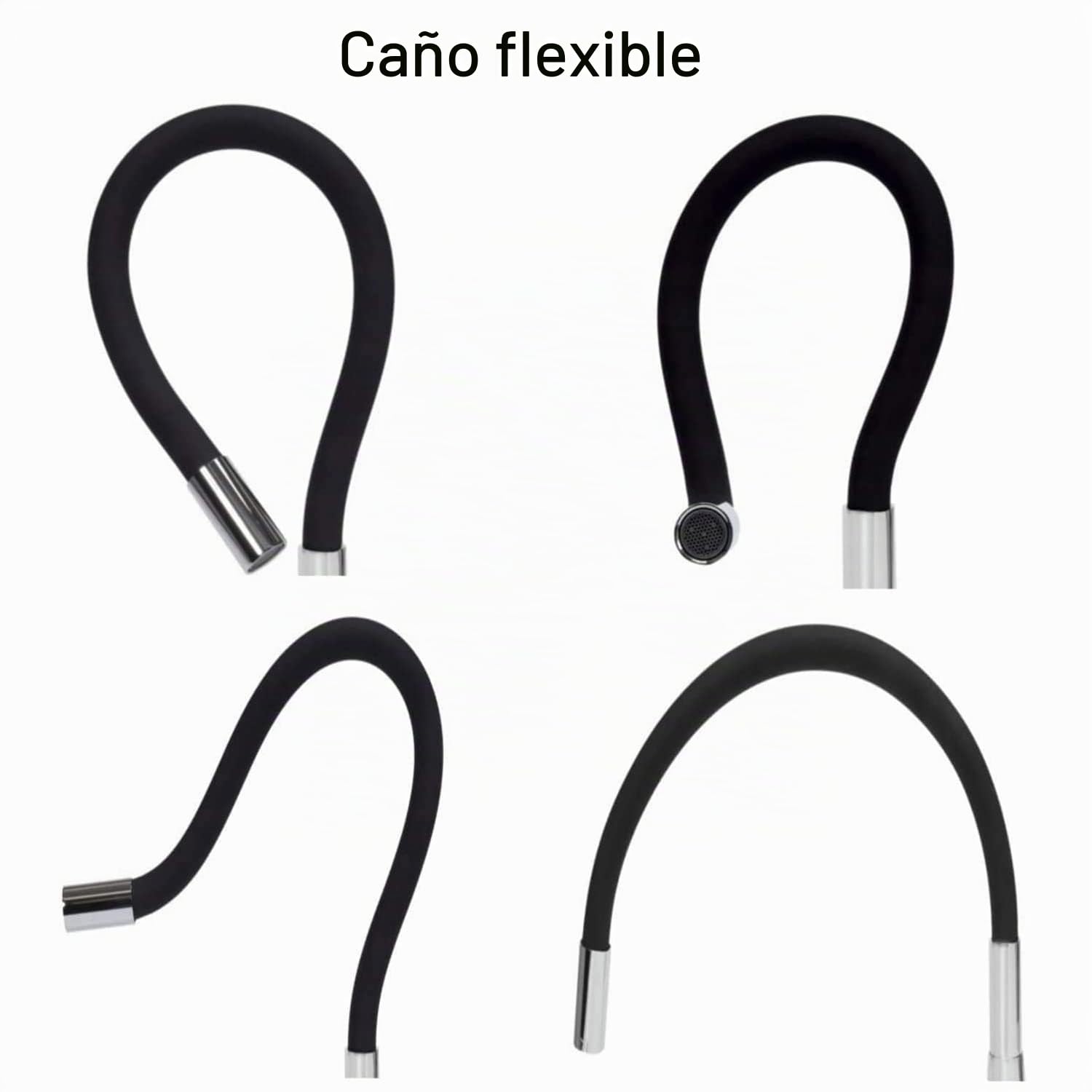VBChome Fregadero de acero inoxidable con grifo, 50 x 45 cm, color negro, acero inoxidable, con orificio para grifo, fregadero grande, desagüe de acero inoxidable, color negro mate con caño flexible
