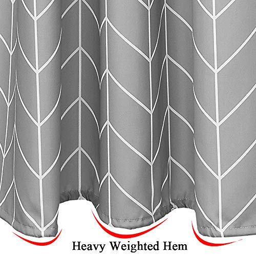 Aisaving Shower Curtain Polyester Fabric Bathroom Curtains Mould proof Water Resistant Shower Curtains with Plastic Curtain Rings and Heavy Weighted Hem, 180x180cm(Grey Stripe) - Image 3