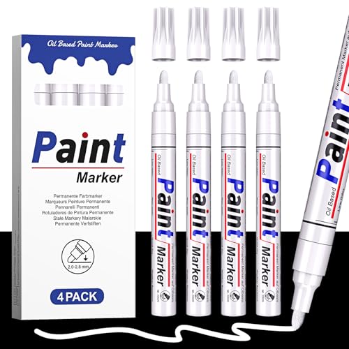 AOSUCO Weiß 4 Permanent Marker Lackstift Wasserfest Lackmarker...