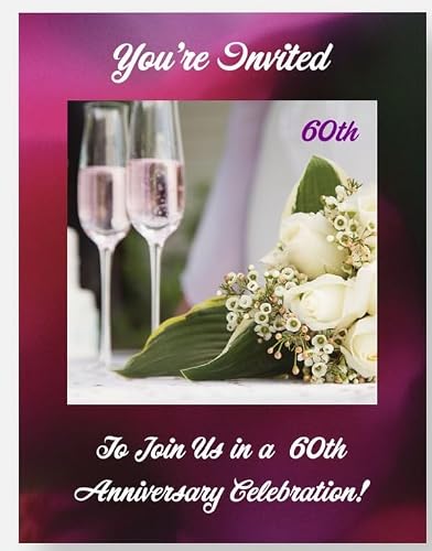 Champagne glasses invitation design for 60th anniversary