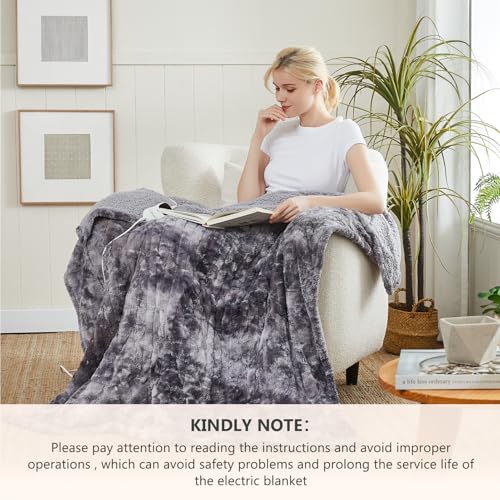 Homemate Heated Blanket Electric Throw - 50X60 Heating Blanket Throw 5 Gears Auto-Off 10 Heat Levels Heat Blanket Over-Heat Protection Luxury Faux Fur Sherpa Heater Blanket Electric Etl Certification thumb #2