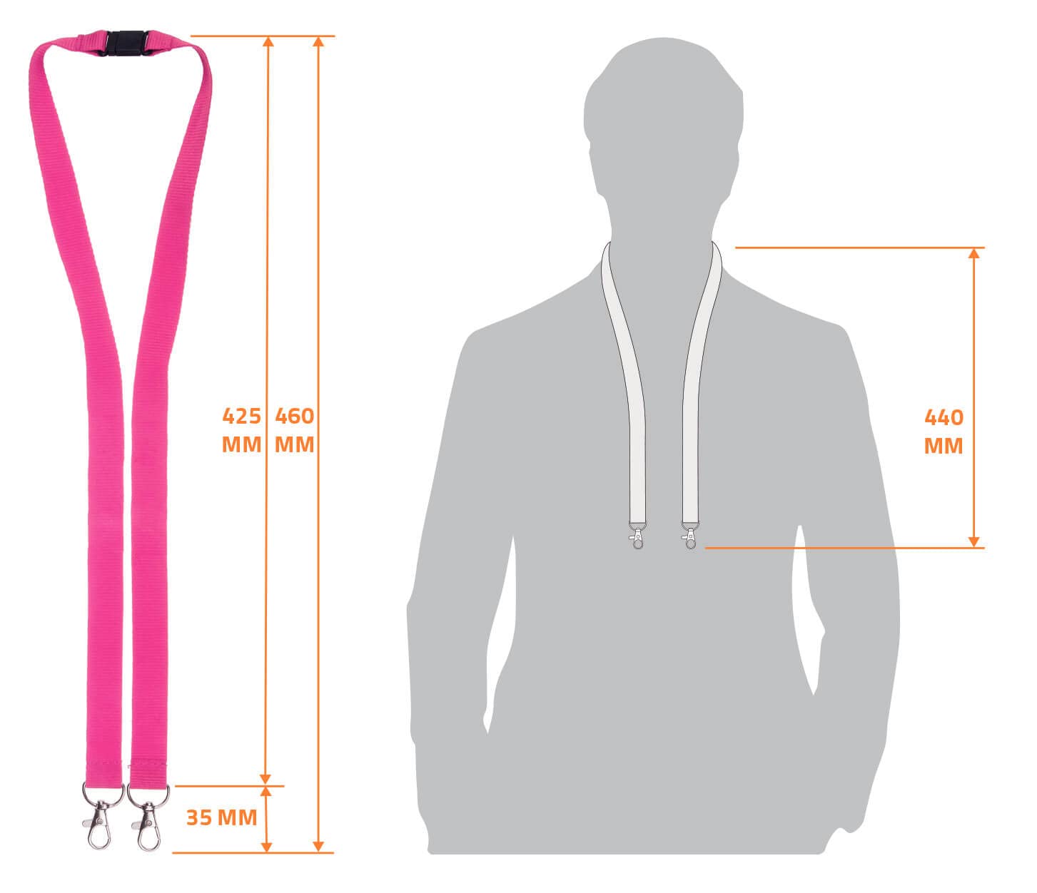 Karteo Różowa Smycz z Podwójnym Karabińczykiem 100 sztuk – Lanyard z 2 Karabińczykami i Zapięciem Bezpieczeństwa do Holderów na Identyfikatory