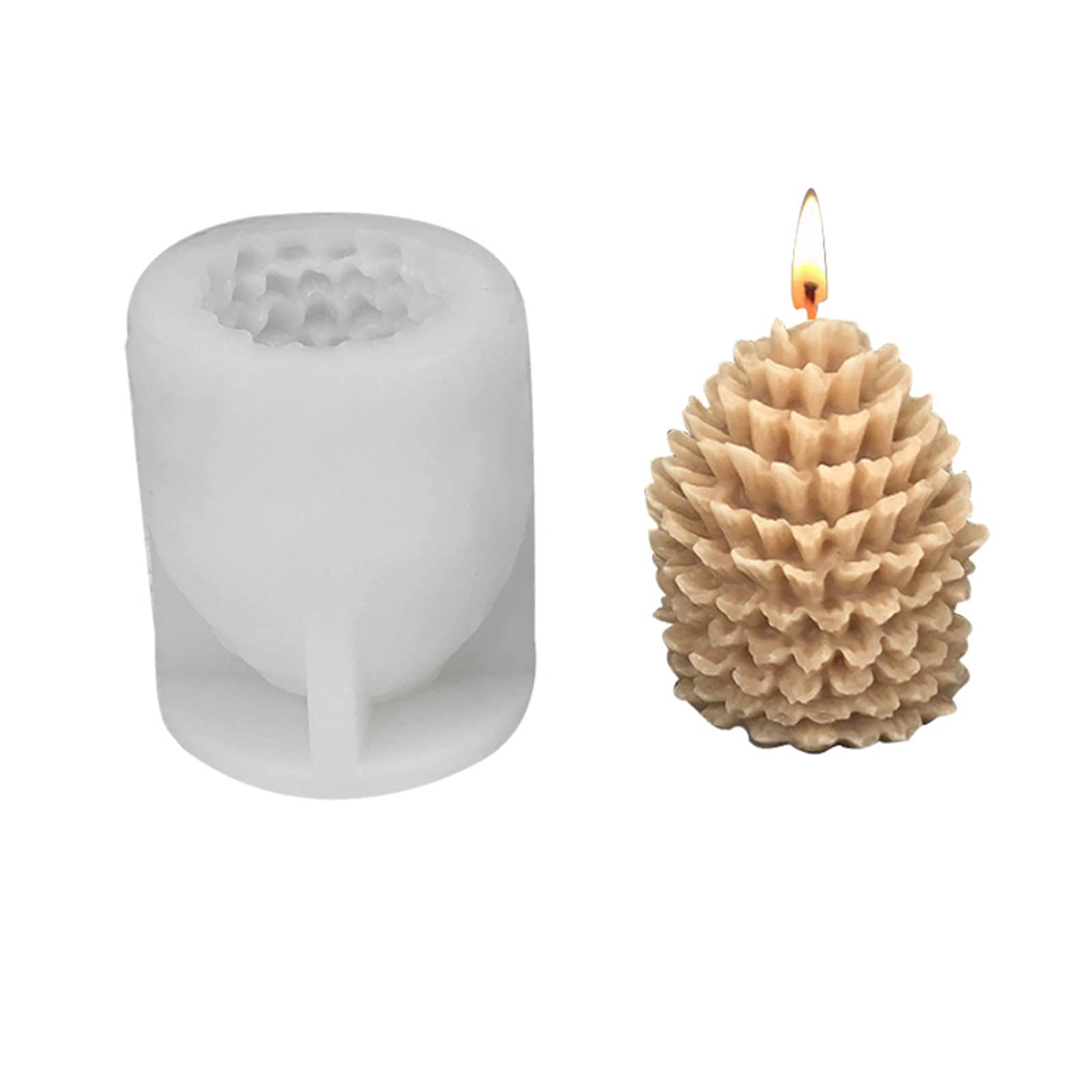 Oxxggkao 3D Pine Cones Shape Silicone Mold for Soy Wax Candles Making Soap Plaster Cake Molds for Resin Keychain for Soap Unique for Christmas Pine Cone Shapes for Epoxy Resin