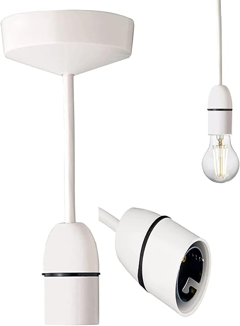 WANIYA Ceiling Rose Ceiling Pendant Light Fitting Bulb Holder White Transparent 6(150mm) 6Amp Plastic Lamp Light Bulb Hanging for Kitchen Living Room Bedroom Dining Room (Pack of - 1)