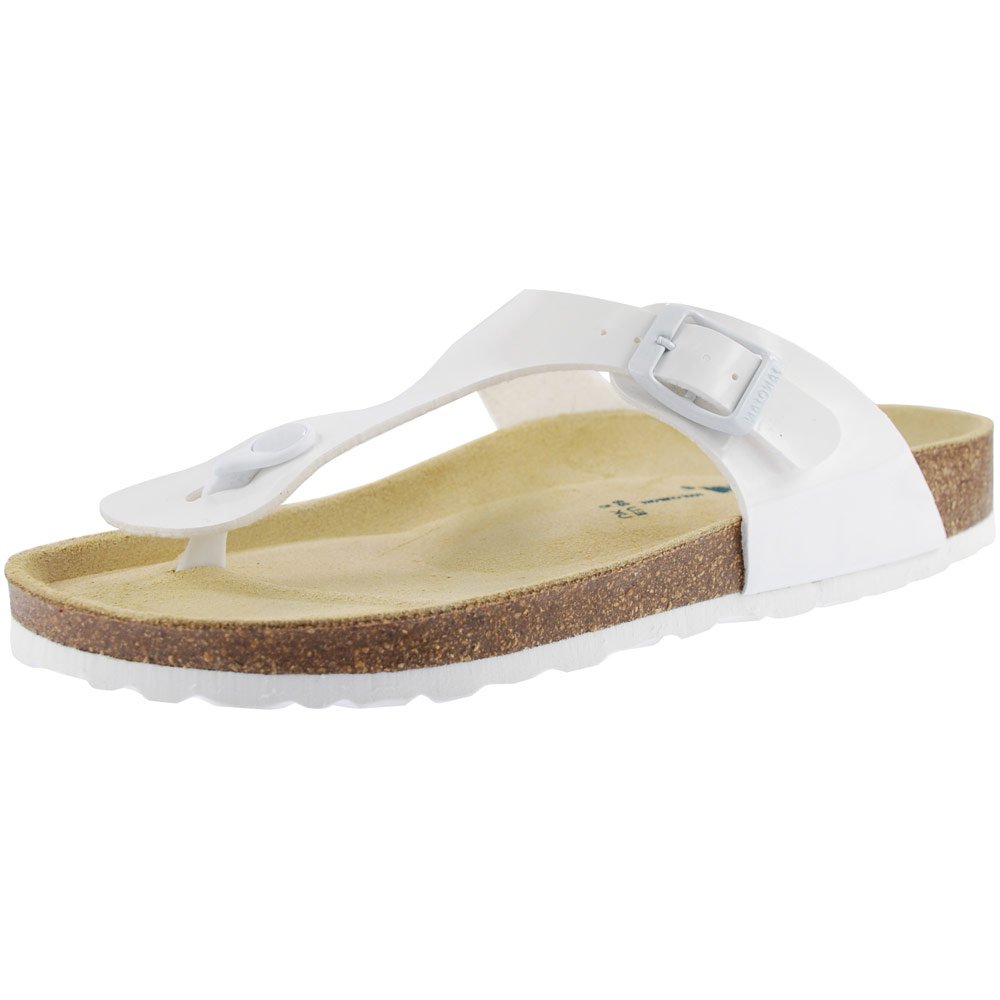 SanosanGeneve Women's Toe Post Sandals Lacque White Patent