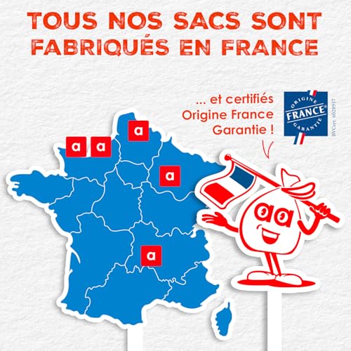 ALFAPAC Sacs Poubelle à Lien Large Ultra Résistant 74% Recyclé et 15% Végétal Fabrication Française 20 x - vue 3