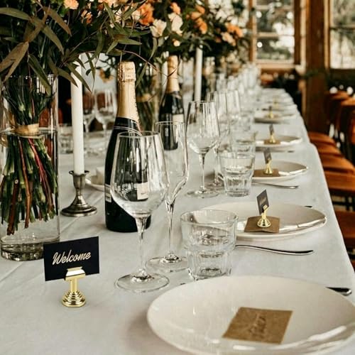 Image of Climberty Table Card Holder 4pcs with Rose Gold Finish, Compatible with Elegant Place Card, Name tag and Photo Display Stand for banquets Events and Dining Table Decoration setups use