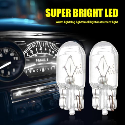Tesnaao Pack-10 T10 Car Brake Lights, T10 168 192 12V 5WDouble-wire Vehicle Turn Signal Tail Light Replacements, Universal Waterproof Automotive Lighting Accessories for Truck SUV Car (White Light)