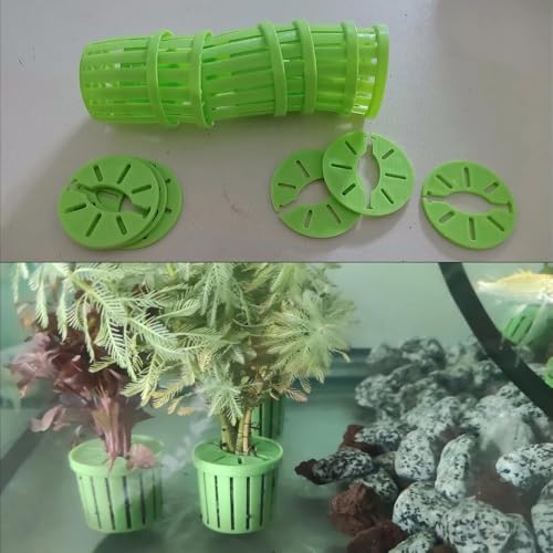 NentMent 4 Pack Aquarium Plant Holder Fish Tank Plants Pots Anti-Floating Aquarium Plant Weights Aqua Soil Container for Echinodorus Bleheri Live Freshwater Plants Substrate Tabs Fertilizer Stratum