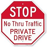 SmartSign Stop Sign, No Thru Traffic, Private Drive Sign | 18' x 18' 3M High Intensity Grade Reflective Aluminum, Made in USA
