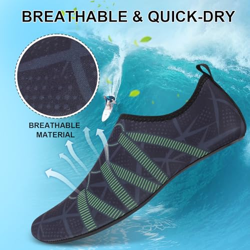 Mens Womens Water Shoes Quick Dry Barefoot Shoes Non-Slip Aqua Socks for Beach Swim Black Green2
