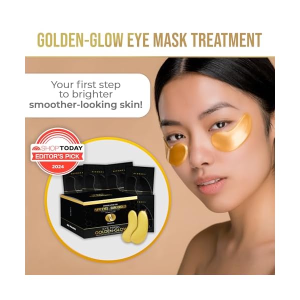 DERMORA Golden Glow Under Eye Patches (50 Pairs Eye Gels) - Rejuvenating Treatment for Dark Circles, Puffy Eyes, Refreshing, Revitalizing, Travel, Wrinkles - Image 3
