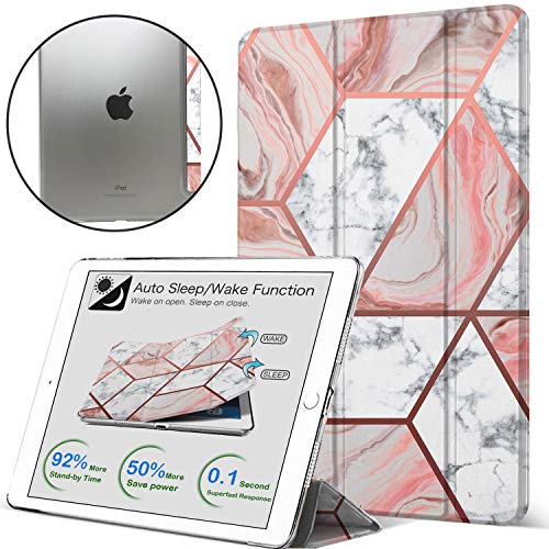 Image of DuraSafe Cases for iPad PRO 10.5 Inch 2017 Air 10.5 3rd Generation 2019 [ Air 3 ] A1701 A2152 A2123 MQF12HN /A MQEY2HN /A Printed Lightweight PC Dual Angle Stand Clear Flip Back Cover - Marble Pink