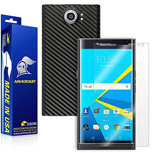 Armorsuit MilitaryShield Black Carbon Fiber Skin Wrap Film + HD Clear Screen Protector for BlackBerry Priv - Anti-Bubble Film