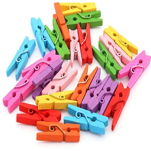 木製クリップ フォトクリップ 洗濯ばさみ クラフトデコレーションクリップ 学校 オフィスクリップ 100個セット