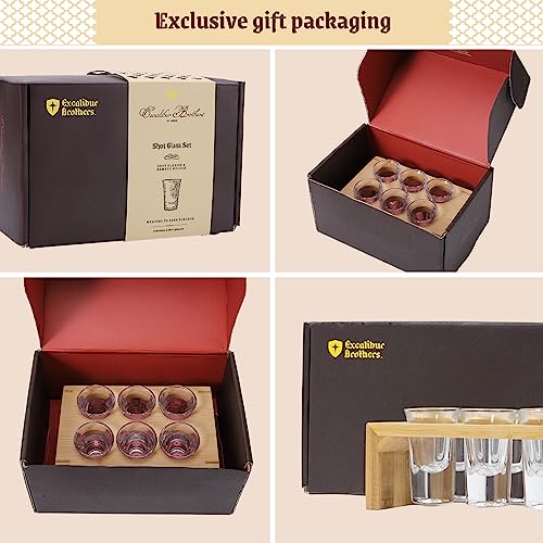 Excalibur Brothers Shot Glass Sets (Set Of 6) - Bamboo Shot Glass Holder With 1 Oz Glasses, And Cool Shot Glasses Set For Father, Grandfather, Boyfriend thumb #2