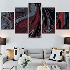 SIGNWIN 5 Panel Canvas Wall Art Abstract Colorful...