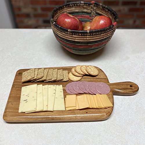 Tabla de Cortar de Madera de Acacia con Mango, Pieza Única sin Uniones, 40 x 24 cm | Reversible, amigable con cuchillos para cortar, picar, tallar, preparar, servir y charcutería miniatura 5
