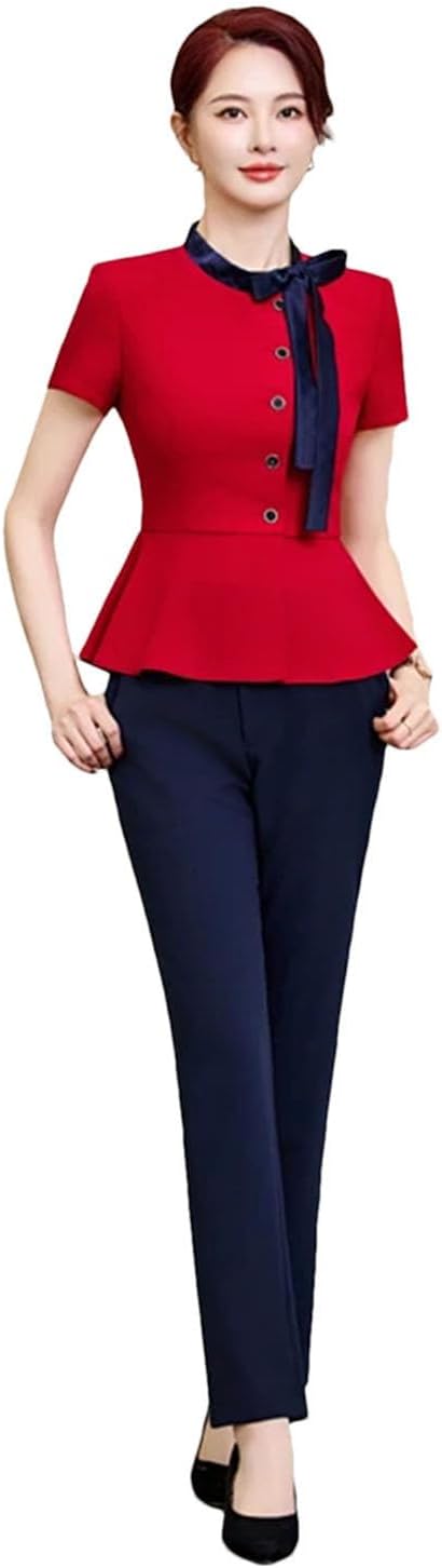 Women's Spring and Summer Round Neck Single Breasted Solid Color Suit Jacket and Skirt Set
