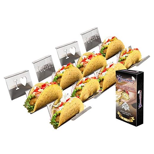 KITCHENATICS Soportes para Tacos Mexicanos - Bandeja para Tacos Lisa para 2 o 3 Tacos - Paquete de 4 Unidades