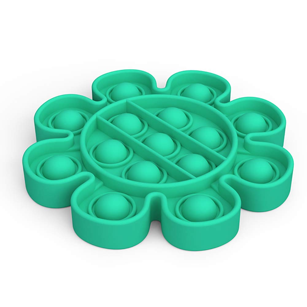 Photo 1 of 2-Pack Push Pop Bubble Fidget Autism Sensory Toy Flower Shape Silicone Stress Relief Toy for Kids Boys Girls Family Friends (Flower Green)
