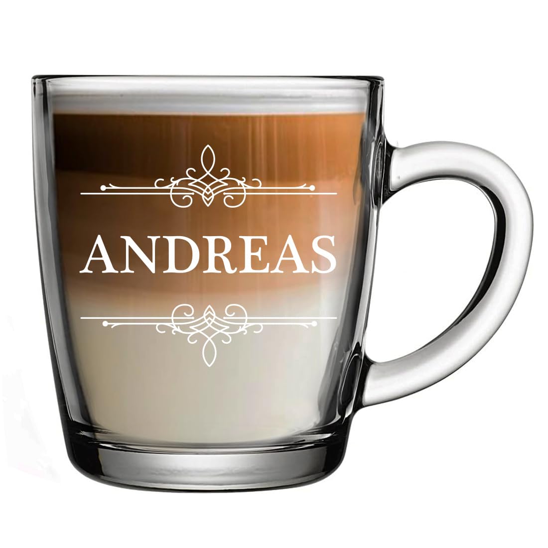 polar-effekt Glas Teetasse 340 ml 6 Stück mit Gravur - personalisiertes Kaffeeglas - Geschenk zum Geburtstag - Trinkglas für Heißgetränke