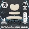 Ergonomic Criss Cross Chair, Oversized Cross Legged Office Chair with Lumbar Support & 6.7 Retractable Footrest, ANSI/BIFMA Certified ADHD Meditation Chair for Home Office (Off White)