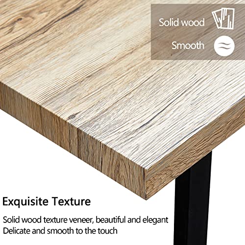 CLIPOP Rectangular Wooden Dining Table 140 cm Oak Effect Kitchen Table with Sturdy Metal Legs for 4-6 People Dining Room and Kitchen - Image 5