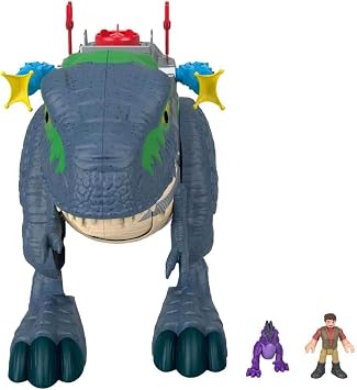 Fisher-Price Imaginext Jurassic World Rebirth Dinosaur Playset, Ultimate Action Chomp T. rex 18-inch Dino Toy with Lights, Sounds, Motion & 2 3-inch Action Figures