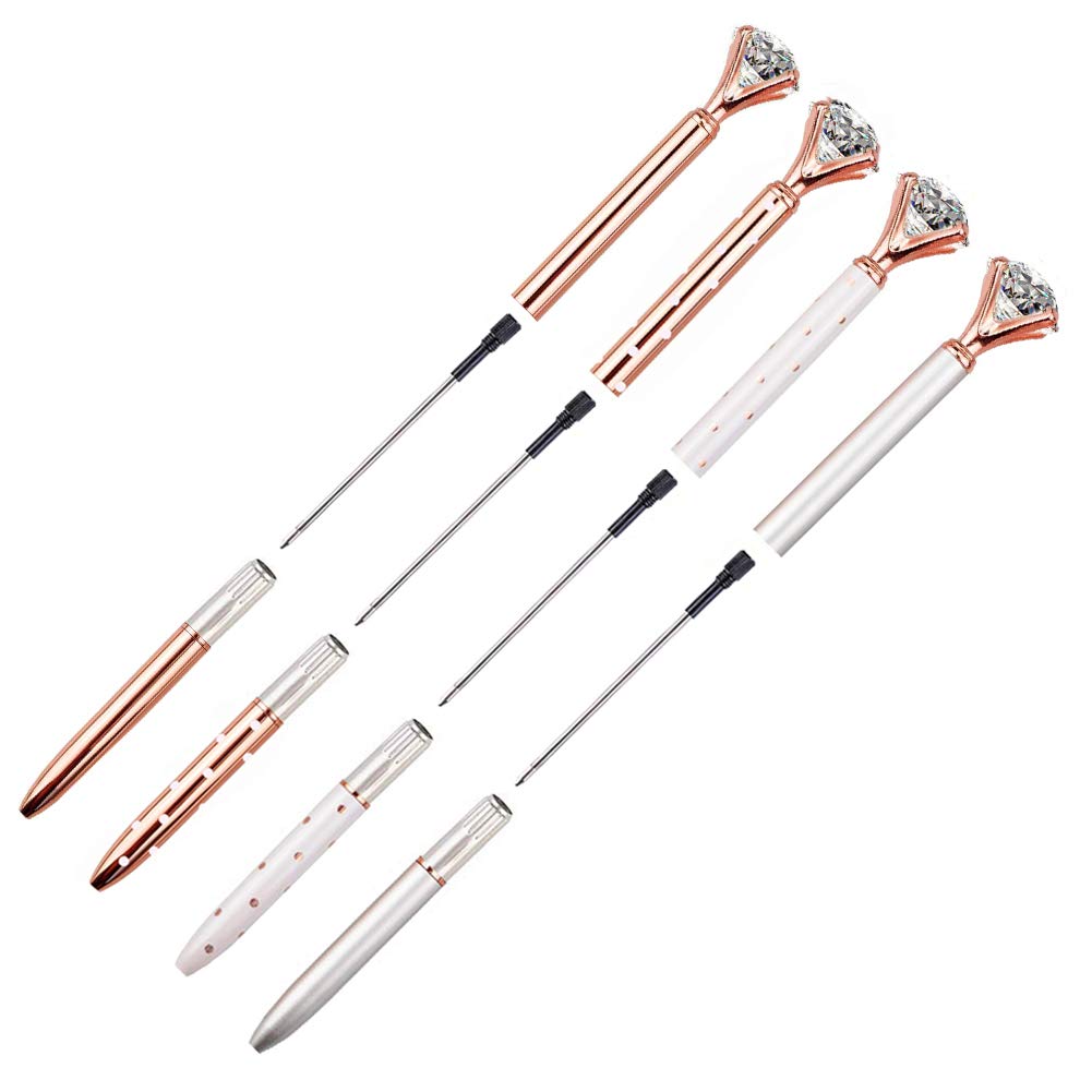 Diamond Pens Large Crystal Diamond Ballpoint Pen Bling Metal Ballpoint Pen Office and School 4pack — view 4