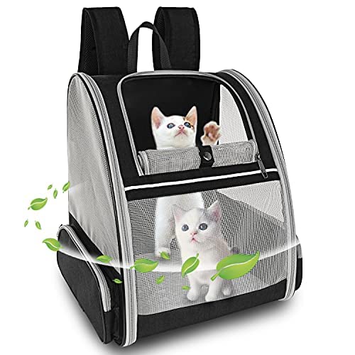 carebuty Cat Backpack Carrier for Small Dogs Cats, Small Pet Cat Dog Carrier Backpacks, Collapsible Ventilated Mesh Dog Travel Bag, Airline Approved Dog Cat Backpack for Travel and Hiking